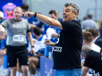 Coach Xavier Pascual Fuertes  is reacting during the match EHF Champions League Men match between  Orlen Wisla Plock and Veszprem HC in Ploc...