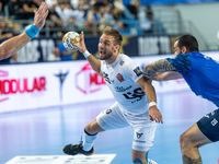 Luka Cindric and Leon Susnja are playing during the match EHF Champions League Men match between  Orlen Wisla Plock and Veszprem HC in Plock...