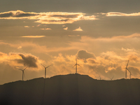 A wind power plant operates at Liangfengya in the Nanchuan district of Chongqing, China, on October 30, 2024. (