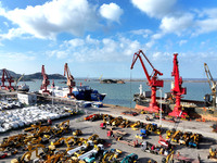 A large number of vehicles gather for loading at the terminal of Oriental Port Branch in Lianyungang Port in Lianyungang, China, on October...