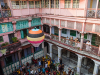 People release paper lanterns in celebration of the Diwali festival, promoting an eco-friendly celebration of Diwali in Kolkata, India, on O...