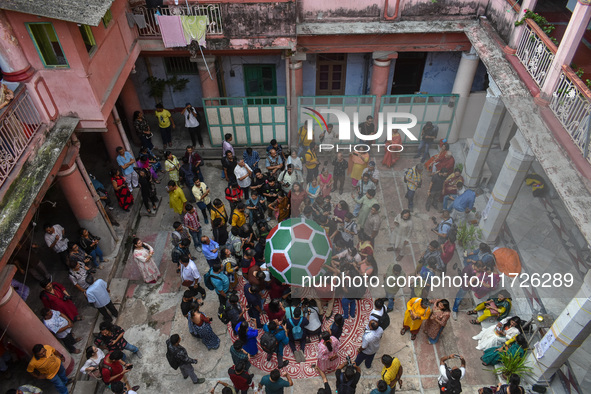 People release paper lanterns in celebration of the Diwali festival, promoting an eco-friendly celebration of Diwali in Kolkata, India, on O...