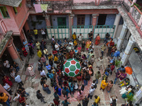 People release paper lanterns in celebration of the Diwali festival, promoting an eco-friendly celebration of Diwali in Kolkata, India, on O...