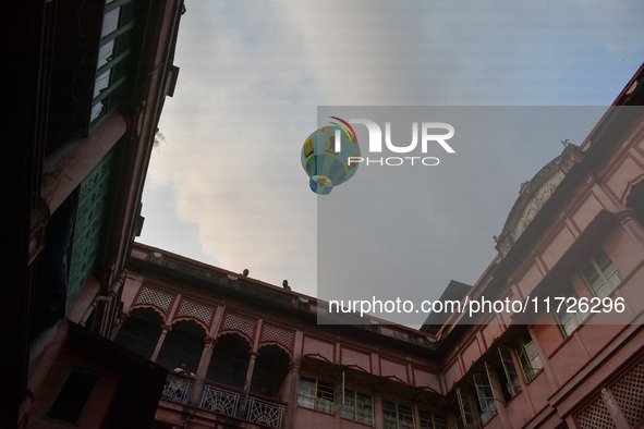 People release paper lanterns in celebration of the Diwali festival, promoting an eco-friendly celebration of Diwali in Kolkata, India, on O...