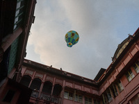 People release paper lanterns in celebration of the Diwali festival, promoting an eco-friendly celebration of Diwali in Kolkata, India, on O...