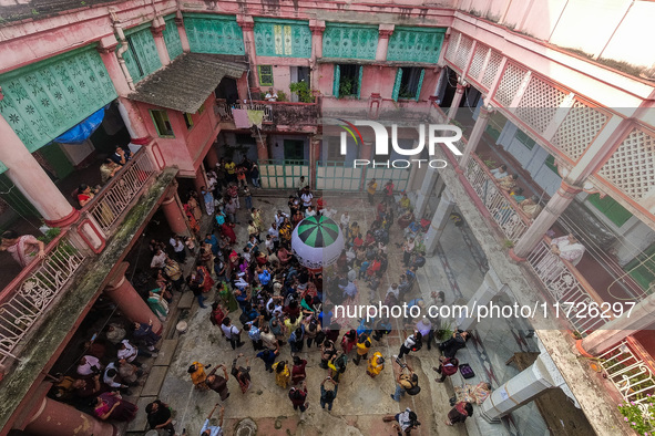 People release paper lanterns in celebration of the Diwali festival, promoting an eco-friendly celebration of Diwali in Kolkata, India, on O...