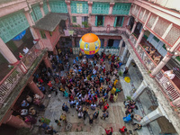 People release paper lanterns in celebration of the Diwali festival, promoting an eco-friendly celebration of Diwali in Kolkata, India, on O...