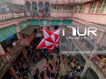 People release paper lanterns in celebration of the Diwali festival, promoting an eco-friendly celebration of Diwali in Kolkata, India, on O...