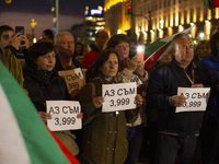 Supporters of the Velichie political party protest in front of the National Assembly building in Sofia, Bulgaria, on October 31, 2024. They...