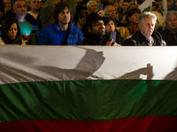 Supporters of the Velichie political party protest in front of the National Assembly building in Sofia, Bulgaria, on October 31, 2024. They...