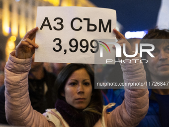 Supporters of the Velichie political party protest in front of the National Assembly building in Sofia, Bulgaria, on October 31, 2024. They...