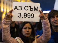 Supporters of the Velichie political party protest in front of the National Assembly building in Sofia, Bulgaria, on October 31, 2024. They...