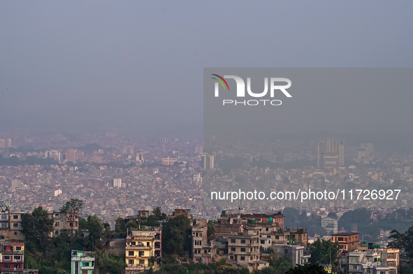 The air pollution level increases significantly in Kathmandu, Nepal, on October 31, 2024. 