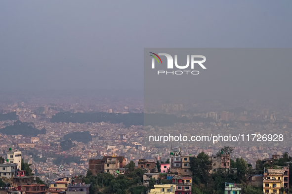 The air pollution level increases significantly in Kathmandu, Nepal, on October 31, 2024. 