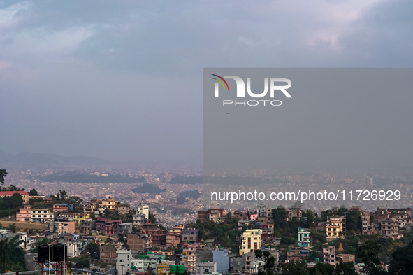 The air pollution level increases significantly in Kathmandu, Nepal, on October 31, 2024. 