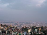 The air pollution level increases significantly in Kathmandu, Nepal, on October 31, 2024. (