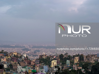 The air pollution level increases significantly in Kathmandu, Nepal, on October 31, 2024. (