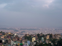 The air pollution level increases significantly in Kathmandu, Nepal, on October 31, 2024. (