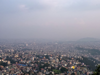 The air pollution level increases significantly in Kathmandu, Nepal, on October 31, 2024. (