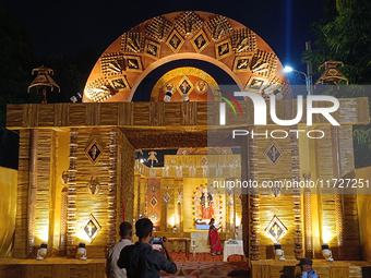 A Puja Pandal is seen on the occasion of 'Diwali', the Hindu festival of lights, in Siliguri, India, on October 31, 2024. (