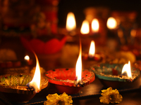 Diyas (small clay lamps) are lit during the festival of Diwali at a Hindu temple in Toronto, Ontario, Canada, on October 31, 2024. (