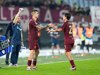 Gianluca Mancini of AS Roma and Paulo Dybala of AS Roma during the Serie A Enilive match between Empoli FC and FC Internazionale at Stadio C...