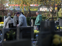 Rakowicki Cemetery undergoes preparations for All Saints' Day on October 30, 2024, in Krakow, Poland. November 1 is celebrated in Catholicis...