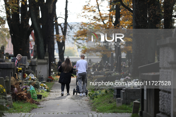 Rakowicki Cemetery undergoes preparations for All Saints' Day on October 30, 2024, in Krakow, Poland. November 1 is celebrated in Catholicis...