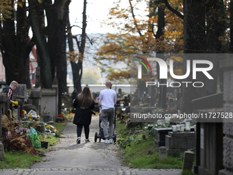 Rakowicki Cemetery undergoes preparations for All Saints' Day on October 30, 2024, in Krakow, Poland. November 1 is celebrated in Catholicis...