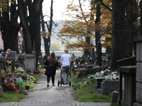 Rakowicki Cemetery undergoes preparations for All Saints' Day on October 30, 2024, in Krakow, Poland. November 1 is celebrated in Catholicis...