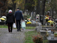 Rakowicki Cemetery undergoes preparations for All Saints' Day on October 30, 2024, in Krakow, Poland. November 1 is celebrated in Catholicis...