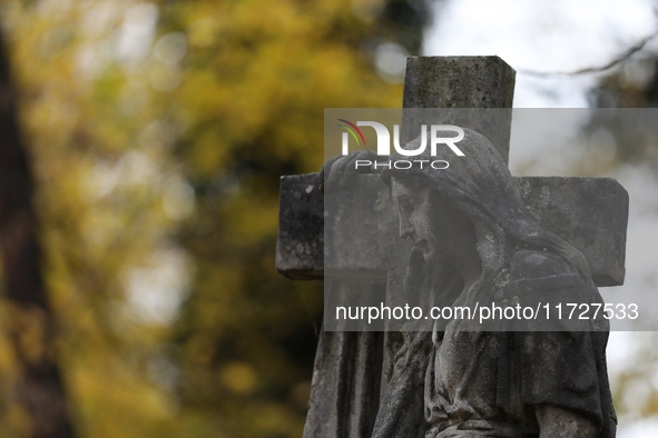 Rakowicki Cemetery undergoes preparations for All Saints' Day on October 30, 2024, in Krakow, Poland. November 1 is celebrated in Catholicis...