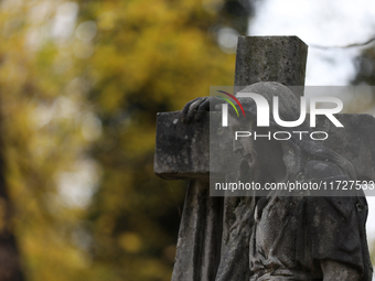 Rakowicki Cemetery undergoes preparations for All Saints' Day on October 30, 2024, in Krakow, Poland. November 1 is celebrated in Catholicis...