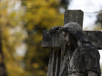 Rakowicki Cemetery undergoes preparations for All Saints' Day on October 30, 2024, in Krakow, Poland. November 1 is celebrated in Catholicis...