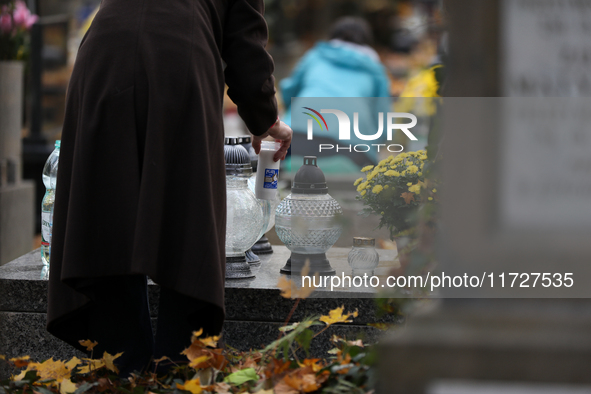 Rakowicki Cemetery undergoes preparations for All Saints' Day on October 30, 2024, in Krakow, Poland. November 1 is celebrated in Catholicis...