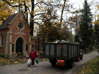 Rakowicki Cemetery undergoes preparations for All Saints' Day on October 30, 2024, in Krakow, Poland. November 1 is celebrated in Catholicis...