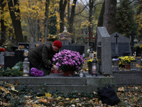 Rakowicki Cemetery undergoes preparations for All Saints' Day on October 30, 2024, in Krakow, Poland. November 1 is celebrated in Catholicis...