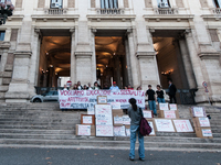 OSA students perform a flash mob in front of the Ministry of Education and Merit to request sexual and affective education in schools in Rom...