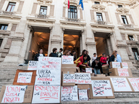 OSA students perform a flash mob in front of the Ministry of Education and Merit to request sexual and affective education in schools in Rom...