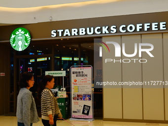 A Starbucks store is seen in Yichang, Hubei province, China, on October 31, 2024. Coffee company Starbucks reports revenue of $9.07 billion...