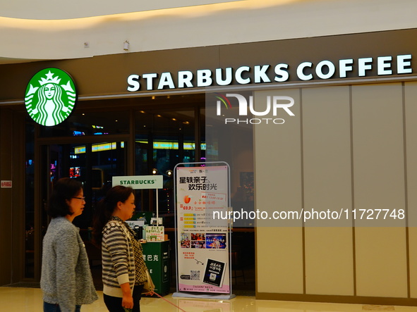 A Starbucks store is seen in Yichang, Hubei province, China, on October 31, 2024. Coffee company Starbucks reports revenue of $9.07 billion...