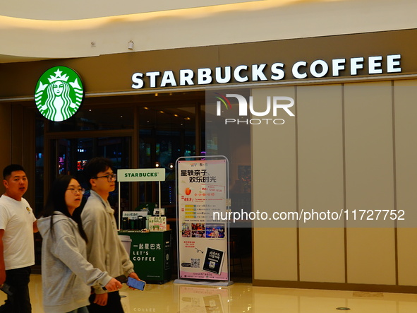 A Starbucks store is seen in Yichang, Hubei province, China, on October 31, 2024. Coffee company Starbucks reports revenue of $9.07 billion...