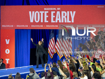 Vice President and Democratic presidential nominee Kamala Harris held a ''When We Vote We Win'' concert campaign rally in Wisconsin on Octob...