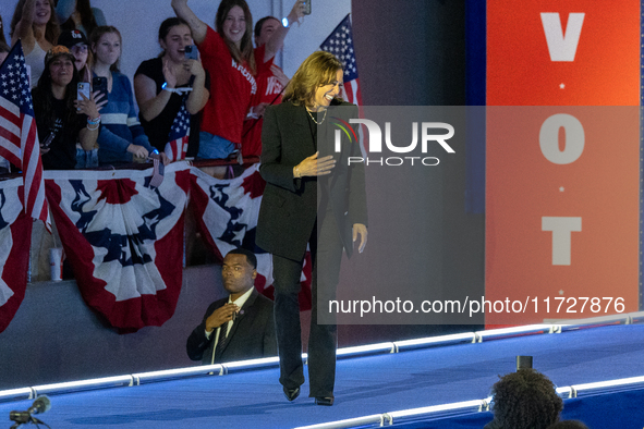 Vice President and Democratic presidential nominee Kamala Harris held a ''When We Vote We Win'' concert campaign rally in Wisconsin on Octob...