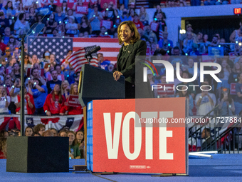 Vice President and Democratic presidential nominee Kamala Harris held a ''When We Vote We Win'' concert campaign rally in Wisconsin on Octob...