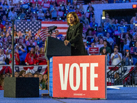 Vice President and Democratic presidential nominee Kamala Harris held a ''When We Vote We Win'' concert campaign rally in Wisconsin on Octob...