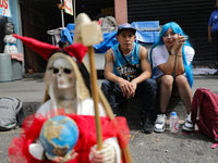 Devotees visit the Altar of Santa Muerte located on Alfareria Street in the Tepito neighborhood to show their devotion and give thanks for f...