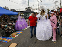 Devotees visit the Altar of Santa Muerte located on Alfareria Street in the Tepito neighborhood to show their devotion and give thanks for f...