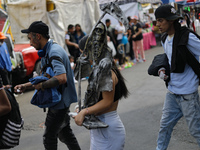 Devotees visit the Altar of Santa Muerte located on Alfareria Street in the Tepito neighborhood to show their devotion and give thanks for f...