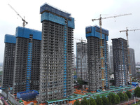 A building under construction by C&D Group is in Nanjing, Jiangsu province, China, on November 1, 2024. On November 1, 2024, a number of Chi...